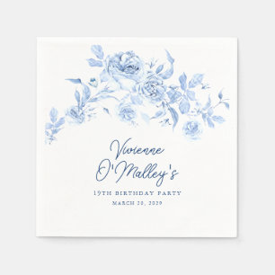 Servilleta De Papel rosa Azul  Personalizado Floral