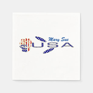 Servilleta De Papel Rosa bandera de EE. UU. azul personalizada