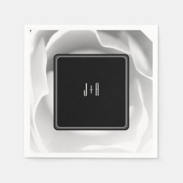 Servilleta De Papel Rosa blanca | Elegante diseño floral sobre negro