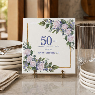 Servilleta De Papel Rosa Blanca Flor Azul Floral Personalizada Fiesta