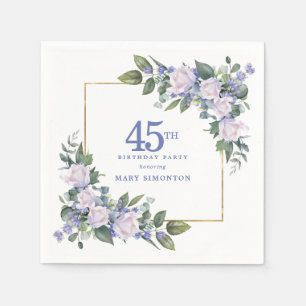 Servilleta De Papel Rosa Blanca Floral Azul Personalizada Fiesta de Cu