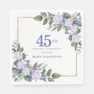 Servilleta De Papel Rosa Blanca Floral Azul Personalizada Fiesta de Cu