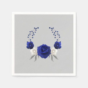 Servilleta De Papel rosa blanca flores grises boda azul real