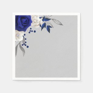 Servilleta De Papel rosa blanca flores grises boda azul real