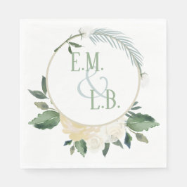 Servilleta De Papel Rosa blanca y Boho de oro