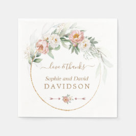 Servilleta De Papel Rosa blanco  Floral Gold Greenery Boda