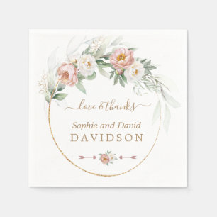 Servilleta De Papel Rosa blanco Floral Gold Greenery Boda