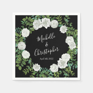 Servilleta De Papel Rosa blanco negro Boda elegante moderno