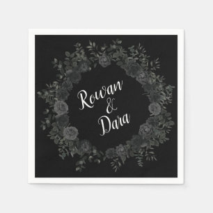 Servilleta De Papel Rosa blanco negro Boda gótico