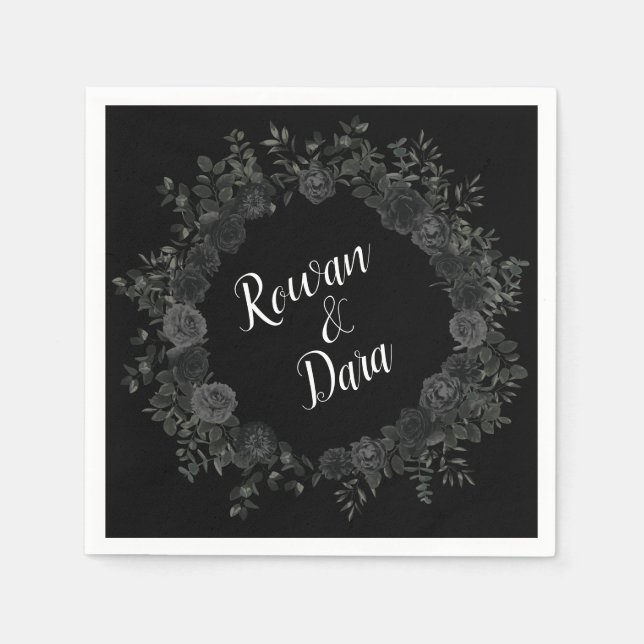 Servilleta De Papel Rosa blanco negro Boda gótico (Anverso)