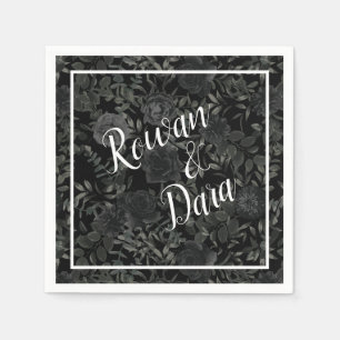 Servilleta De Papel Rosa blanco negro Boda gótico