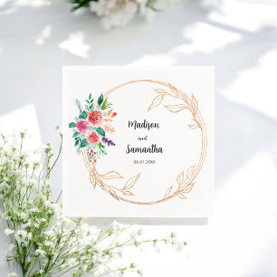 Servilleta De Papel Rosa Boda de oro Floral Napkins
