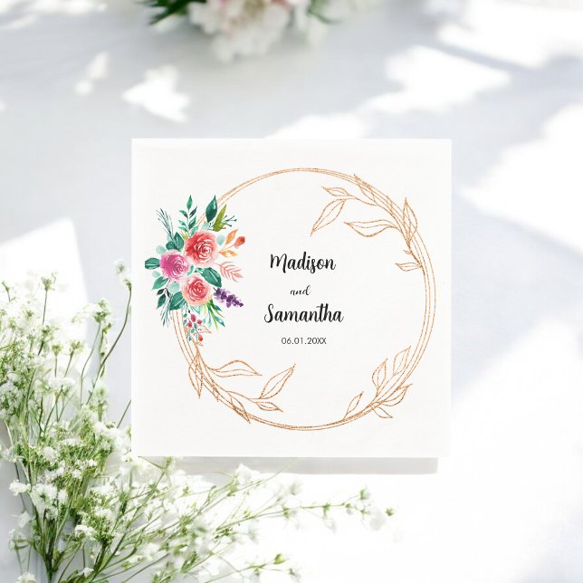 Servilleta De Papel Rosa Boda de oro Floral Napkins (Subido por el creador)