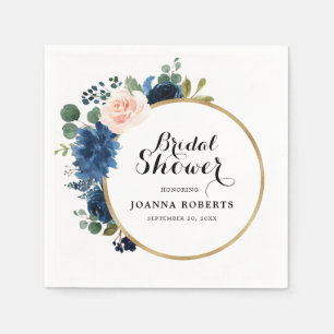 Servilleta De Papel Rosa Botánica Rosa Beige Azul Marino