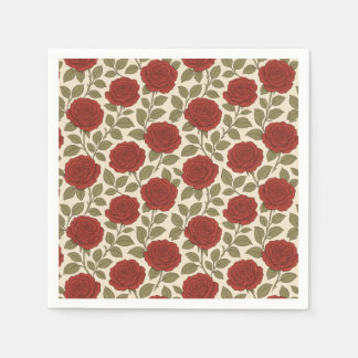 Servilleta De Papel Rosa Botánica Vintage Roja Cottagecore Floral