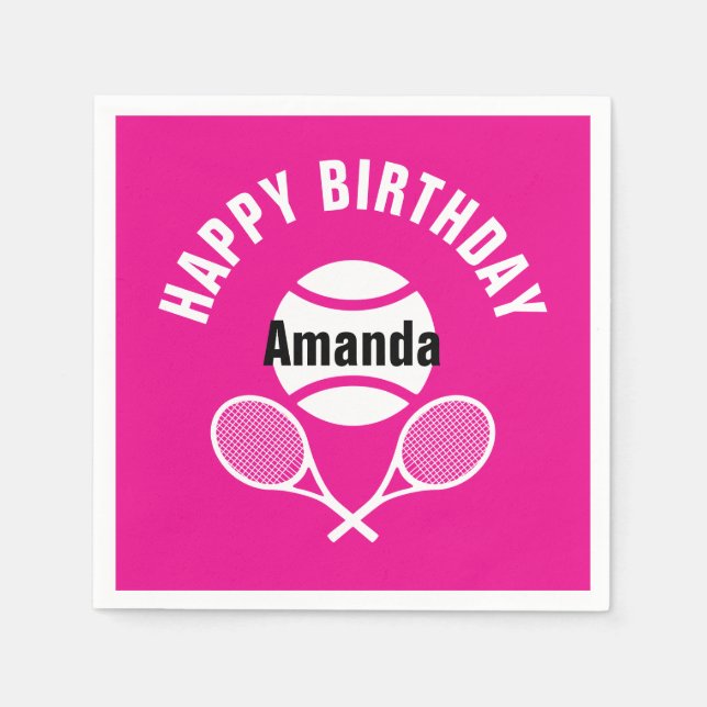 Servilleta De Papel Rosa brillante amo el tenis (Anverso)