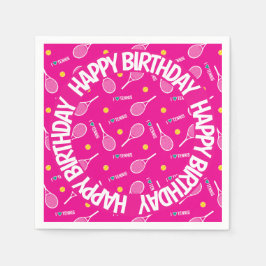Servilleta De Papel Rosa brillante amo el tenis, cumpleaños feliz
