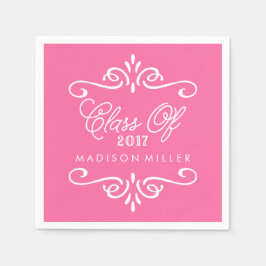 Servilleta De Papel Rosa caliente vintage | Napkins de Graduación