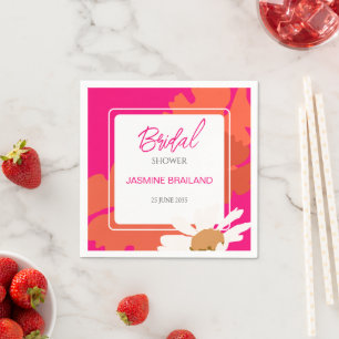 Servilleta De Papel Rosa caliente y Naranja Daisy Resumen Brigada Flor