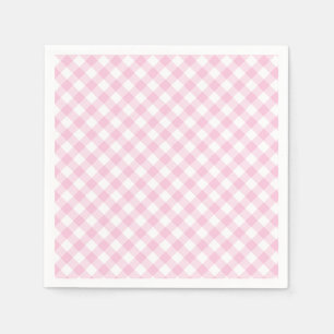 Servilleta De Papel Rosa Claro Gingham Retro
