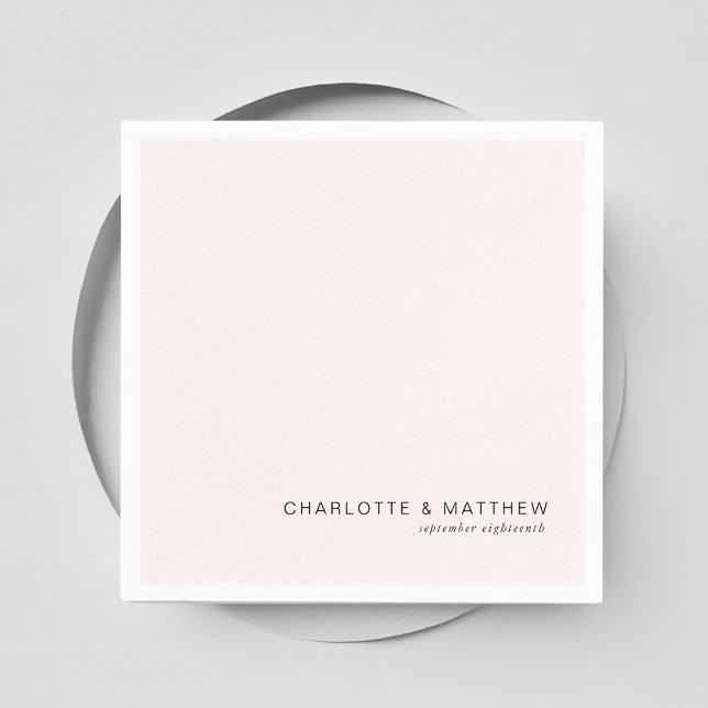 Servilleta De Papel Rosa claro moderno (Customer specific, beautiful, modern, minimal, light-pink, wedding napkins.)