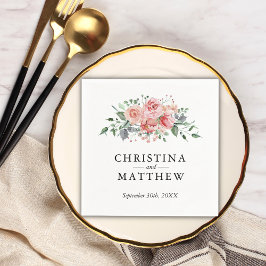 Servilleta De Papel Rosa de acuarela Boda floral rosa