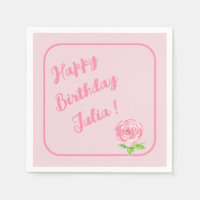 Rosa de acuarela pintado a mano FELIZ CUMPLEAÑOS