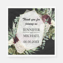 Servilleta De Papel Rosa de Borgoña boda floral de color moreno oscuro