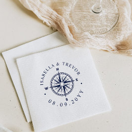 Servilleta De Papel Rosa de brújula Boda náutico
