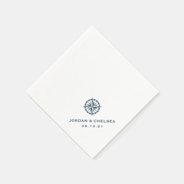 Servilleta De Papel Rosa de brújula náutica | Personalizado (Borde)