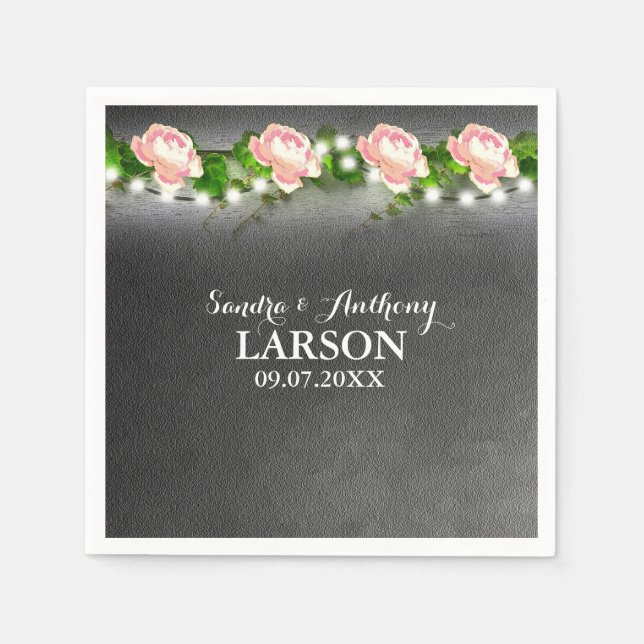 Servilleta De Papel Rosa de Chalkboard Boda Napkin (Anverso)