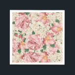 Servilleta De Papel Rosa de cosecha de agua y patrón de hidrangea<br><div class="desc">Añada un acento botánico a su escapada con estas servilletas de papel floral. Cuenta con rosas color agua rosa y marfil,  peonías e hidrangeas. Estas toallas botánicas de papel son perfectas para duchas nupales,  duchas para bebés,  cumpleaños y más. Los elementos coincidentes están disponibles.</div>