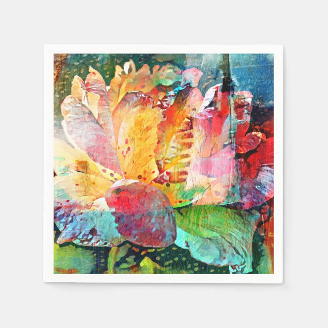 Servilleta De Papel Rosa de flores (Anverso)