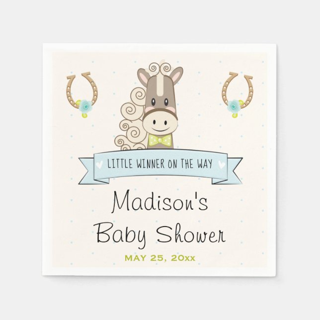 Servilleta De Papel Rosa de herradura Derby Horse Boy Bowtie Baby Show (Anverso)