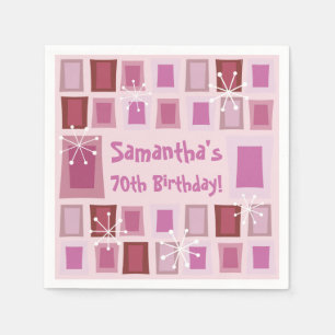 Servilleta De Papel Rosa de los 70 Años Modernos a Mediados del Siglo