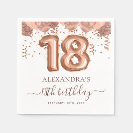 Servilleta De Papel Rosa de los Globos de Oro 18ª fiesta de cumpleaños