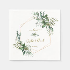 Servilleta De Papel Rosa de lujo Gold Geométrico Greenery Boda