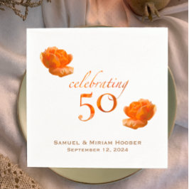 Servilleta De Papel Rosa de melocotón con 50 años de boda personalizad