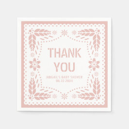 Servilleta De Papel Rosa de oro papel picado Gracias niña ducha