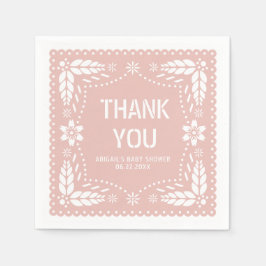 Servilleta De Papel Rosa de oro papel picado Gracias niña ducha