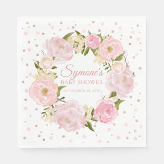 Servilleta De Papel Rosa de oro y Chica de peones rosados Baby Shower