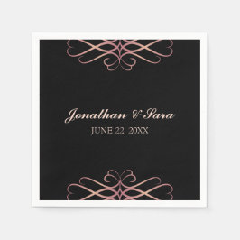 Servilleta De Papel Rosa de oro y negro, elegante Boda personalizado