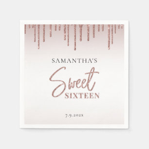 Servilleta De Papel Rosa de papel de goteo Purpurina de oro guión dulc