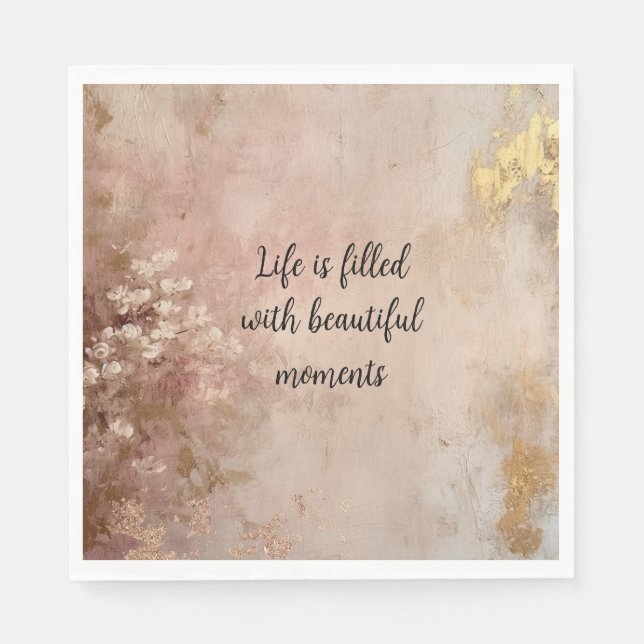 Servilleta De Papel Rosa de pintura dorada (Anverso)