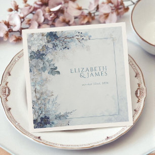 Servilleta De Papel Rosa de plata azul turquesa Boda floral de inviern