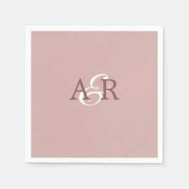 Servilleta De Papel Rosa de polvo minimalista Boda de monograma inicia