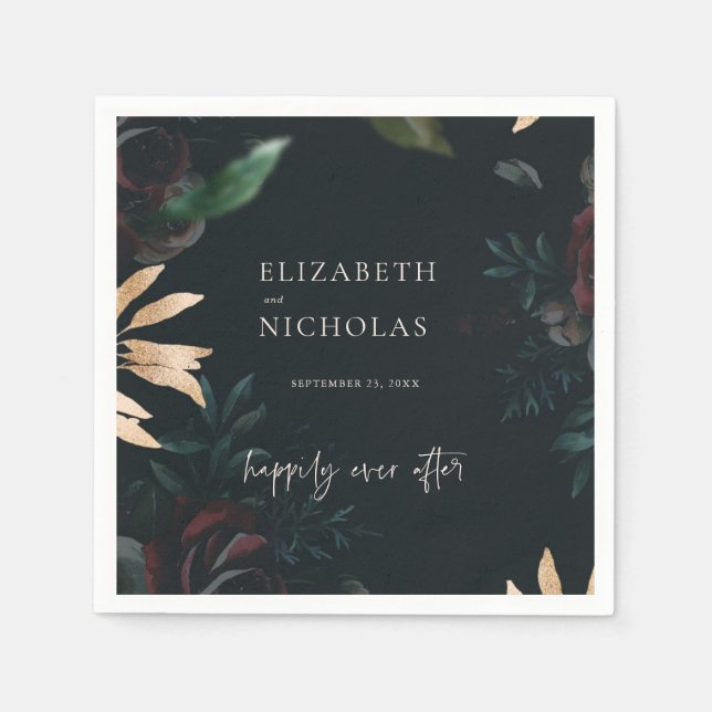 Servilleta De Papel Rosa de terciopelo oscuro de Borgoña | Boda de inv (Anverso)