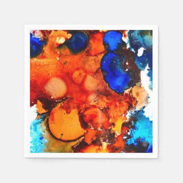 Servilleta De Papel Rosa de tinta de arte abstracto del naranja de roy (Anverso)