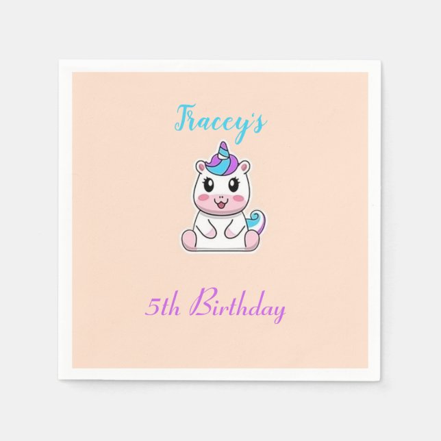 Servilleta De Papel Rosa de unicornio blanco (Anverso)