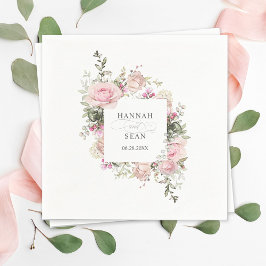 Servilleta De Papel Rosa de verano Boda de flores de jardín